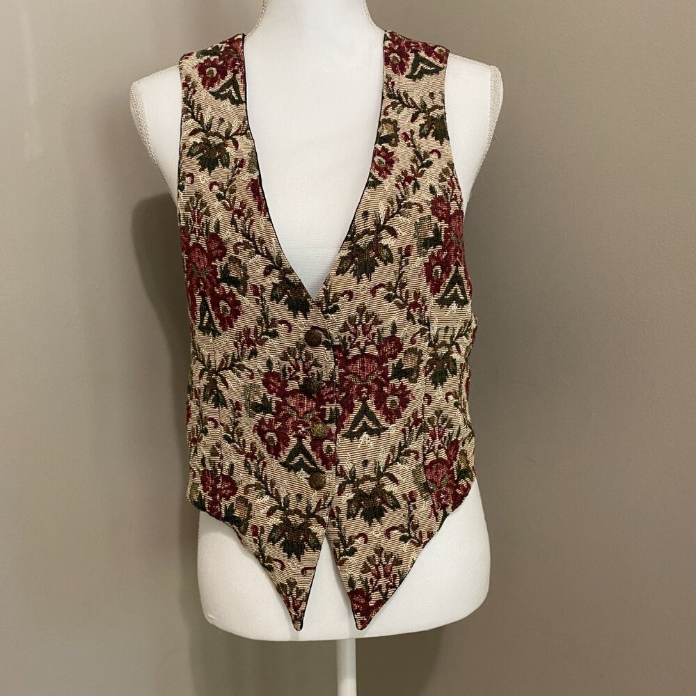 Retro 1980's Rafferty Floral Vest Size Small